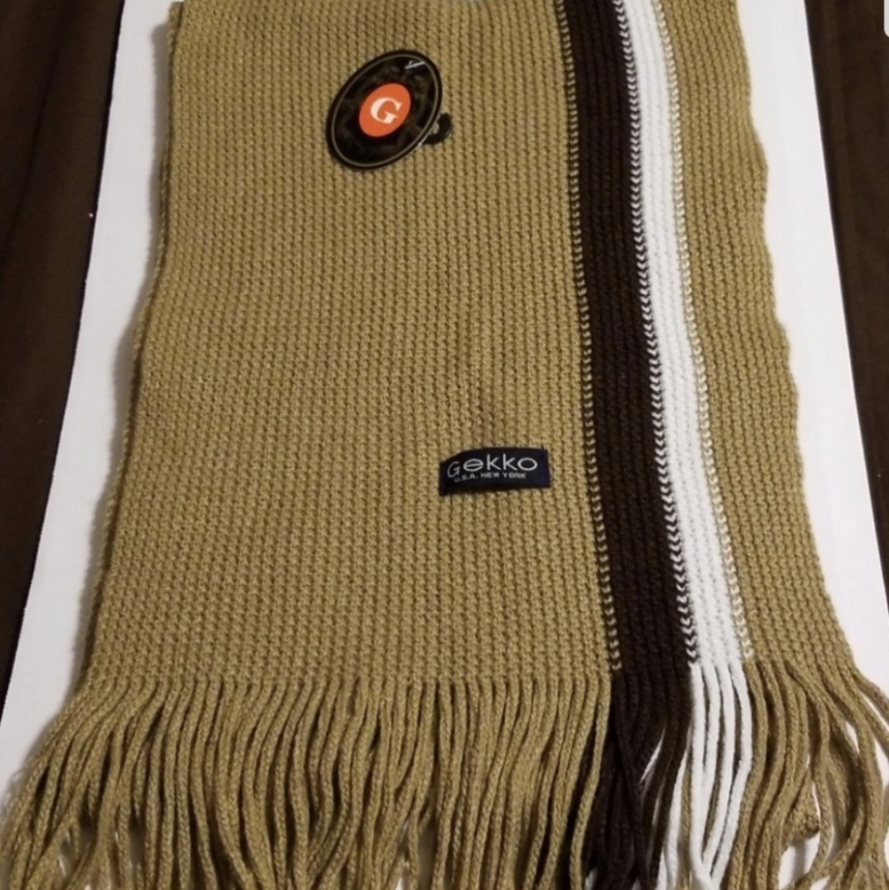 Men's Winter Tan and Brown  Scarf -New